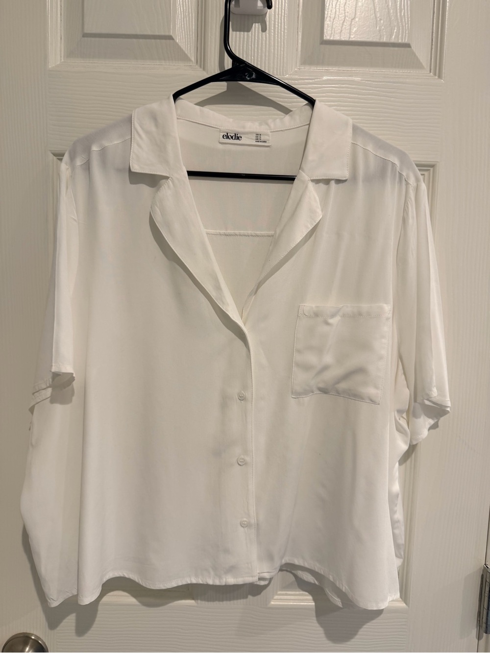 Elodie White Short-Sleeve Camp-Collar Button Shirt